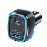 Ładowarka samochodowa 1xUSB + 1xUSB-C C24 120W