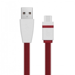 TB Kabel USB - USB C 1m. burgundowy, płaski