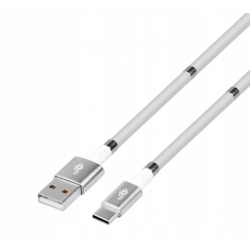 TB Kabel USB C- USB biały zwijany z magnetycznymi