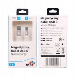 TB Kabel magnetyczny USB C - USB srebrny 1 m