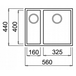 TEKA Zlew podwieszany SQUARE 2B 560 TG szary